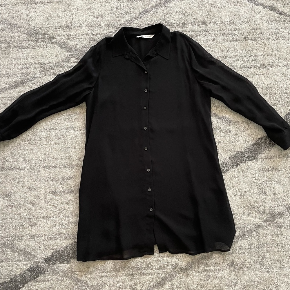 Zara Black Button Down Dress